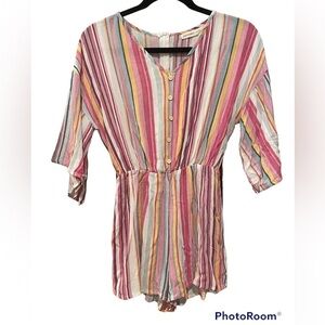 Andthewhy Multicolor short sleeve striped shorts romper size Small
